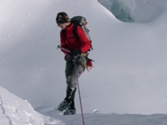 Abseilen über Gletscherabbruch hinter dem Rottalsattel -Jungfrau 